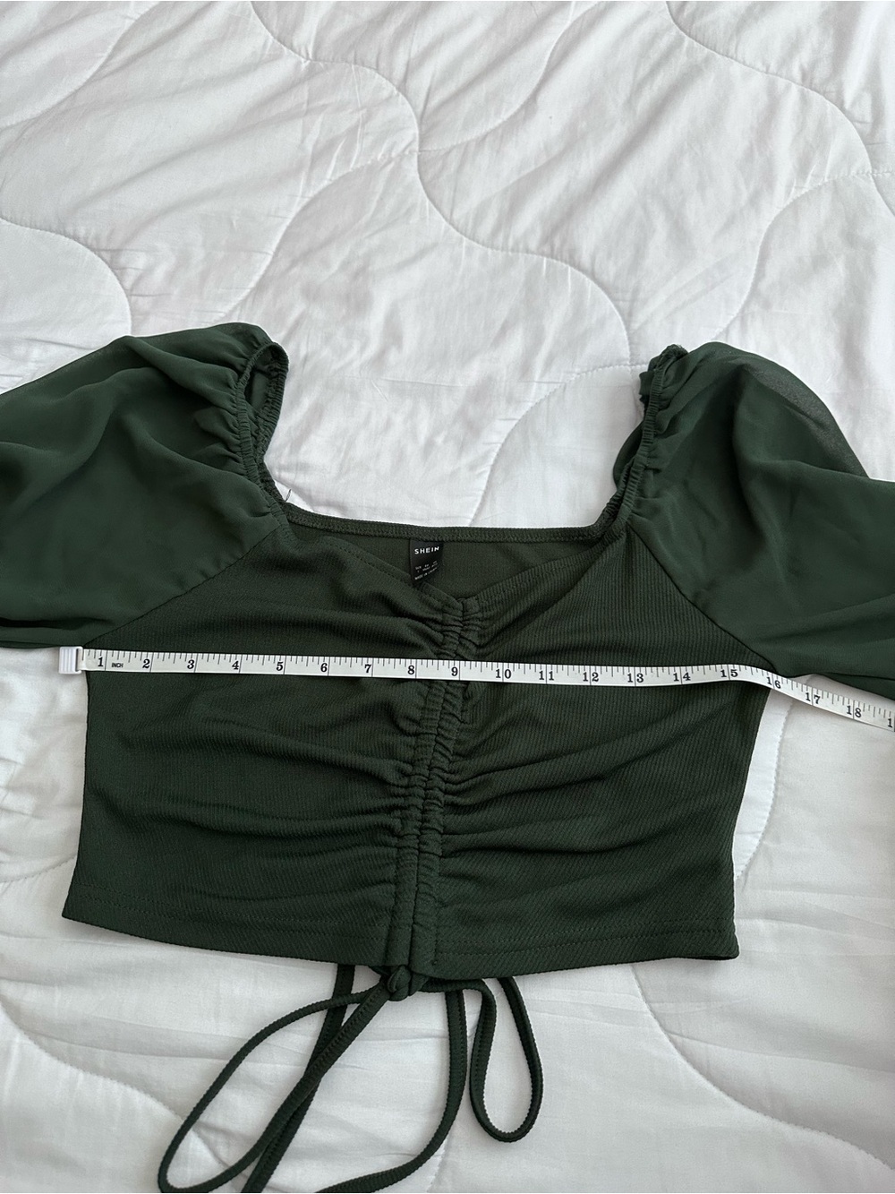 SHEIN Women's Long Sleeve Ruched Crop Top - Picture 11 of 13
